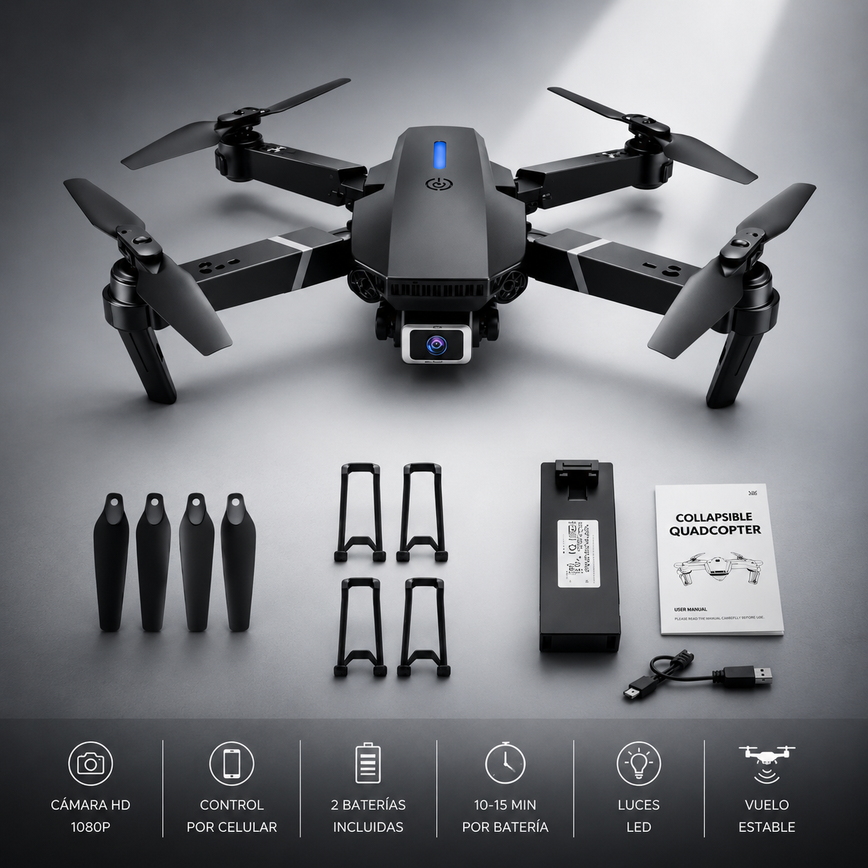 DRONE mdPRO™  con Cámara HD y Control para Celular